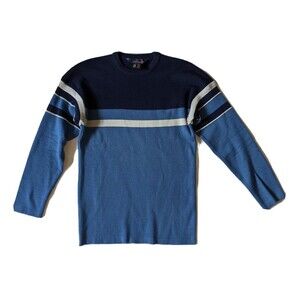 Vintage Ski Sweater Pullover Wool Color Block Stripe Men's Large Nwot Hong Kong